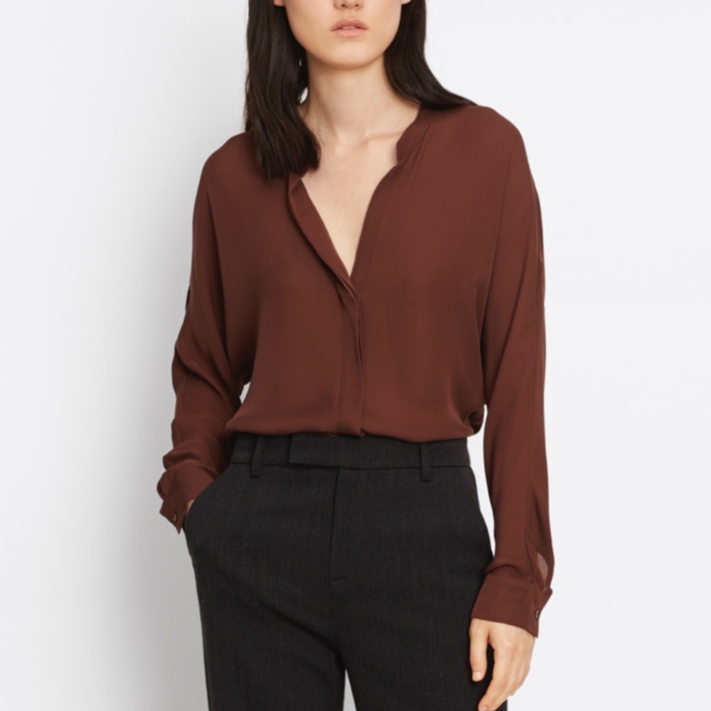 Vince Silk Double Front Blouse